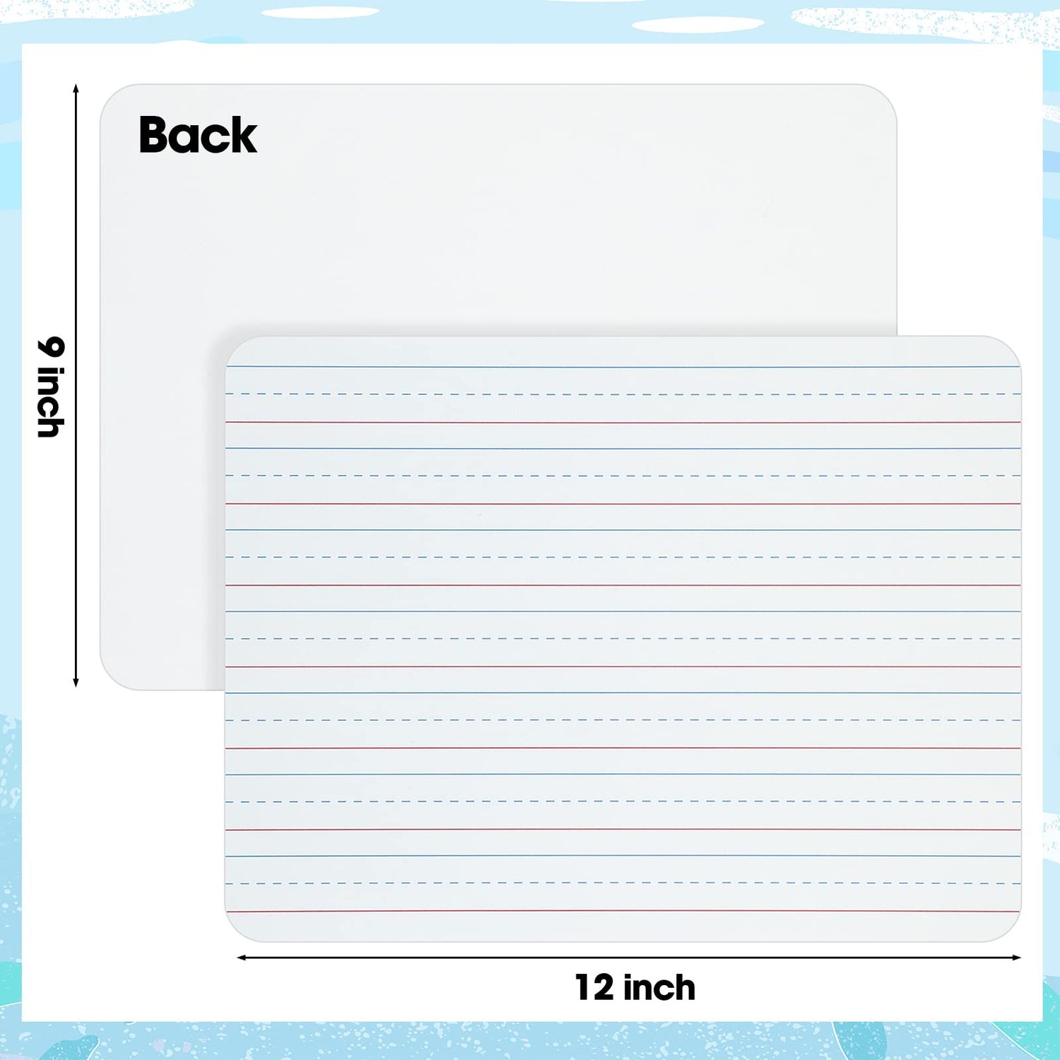 36 Pcs Double Sided Whiteboard Lined Dry Erase Board for Kids 9" x 12" Small Dry Erase Board with Lines Lined White Board Education Teacher Supplies Geyee
