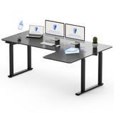 FLEXISPOT Dual Motor 4 Legs L Shaped Standing Desk Corner Desk Computer Electric Sit Stand Up Desk Height Adjustable Desk Home Office Table with FLEXISPOT