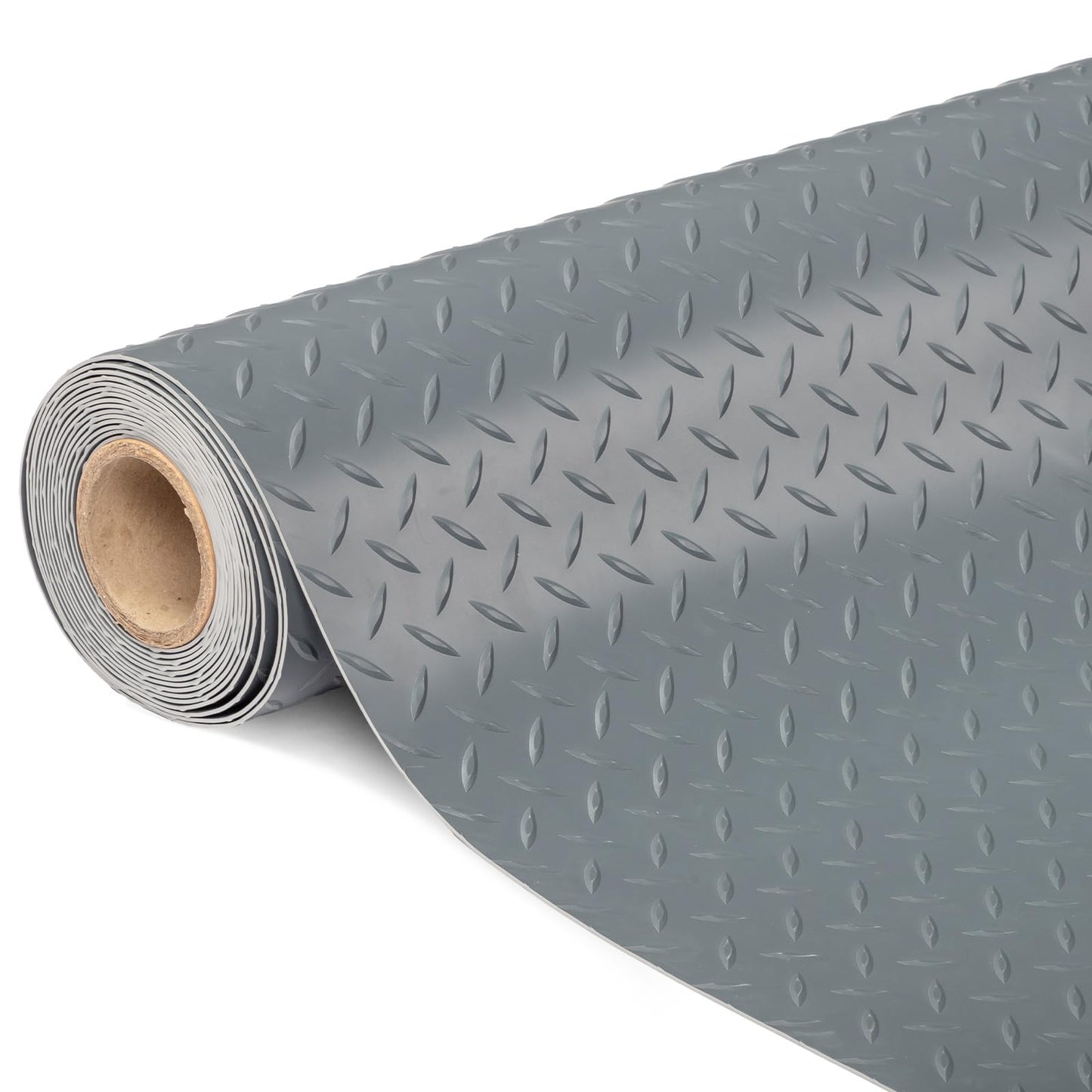 TUFFIOM 7.5 x 17 FT Garage Floor Mat, Diamond Plate Sheet PVC Roll for Under Car Parking Protect, RV Trailer Flooring, Water/Stain Resistant Floor