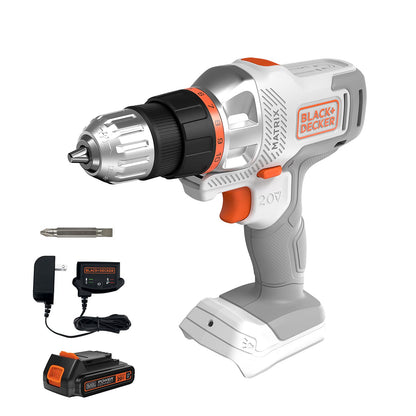 BLACK+DECKER 20V MAX Matrix Cordless Drill/Driver Kit, White (BDCDMT120WC1FF) - WoodArtSupply