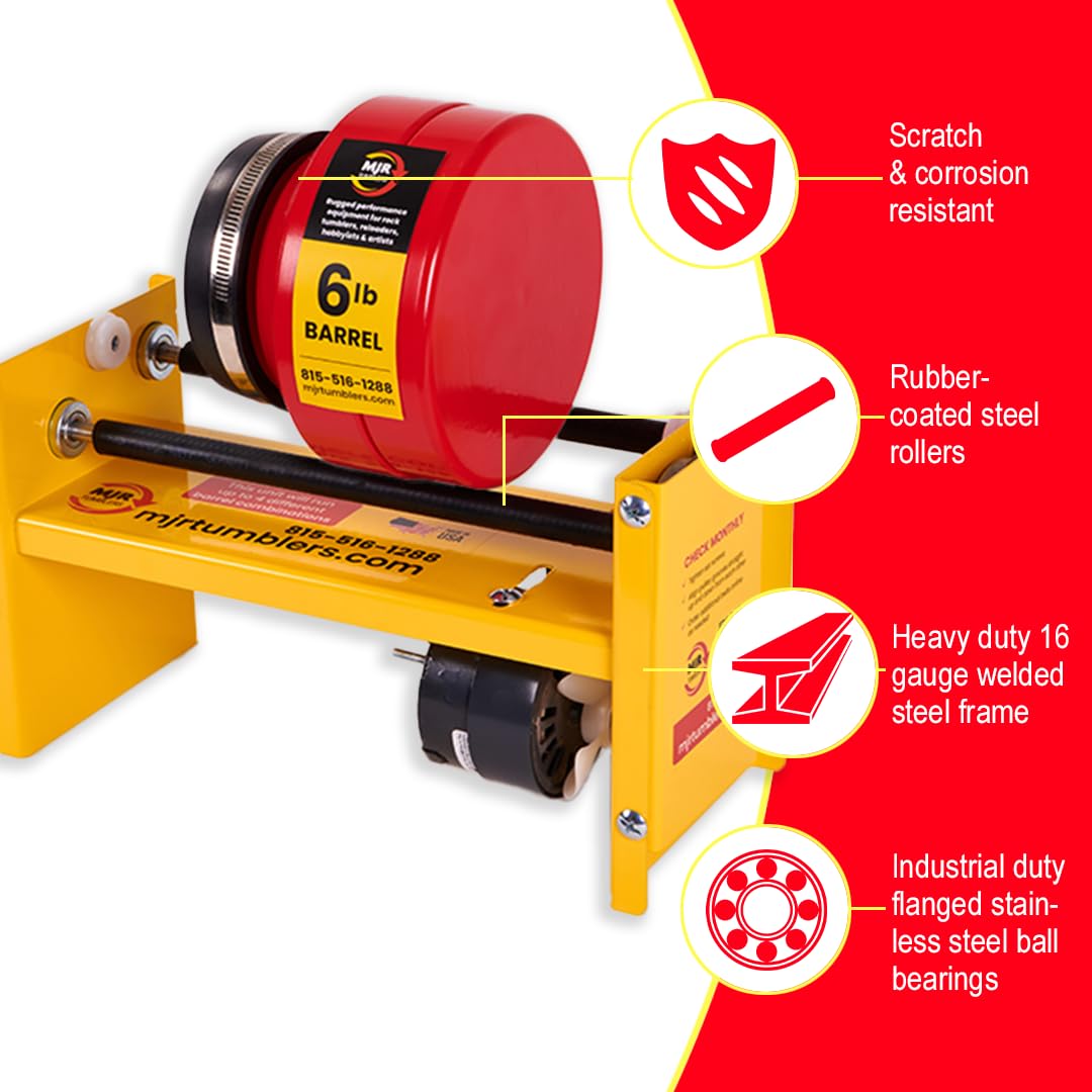 MJR Tumblers Single Barrel Rock Tumbler - Rock Polisher Machine, Tumbling Equipment for Stone, Glass, and Metal Collection, Polishing Tool for Adults MJR Tumblers