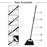 Eyliden Commercial Angle Broom and Dustpan Combo, with Long Handle, Lobby Dust Pan Sweep Set for Outdoor Garages Courtyard Sidewalks Decks Indoor Eyliden