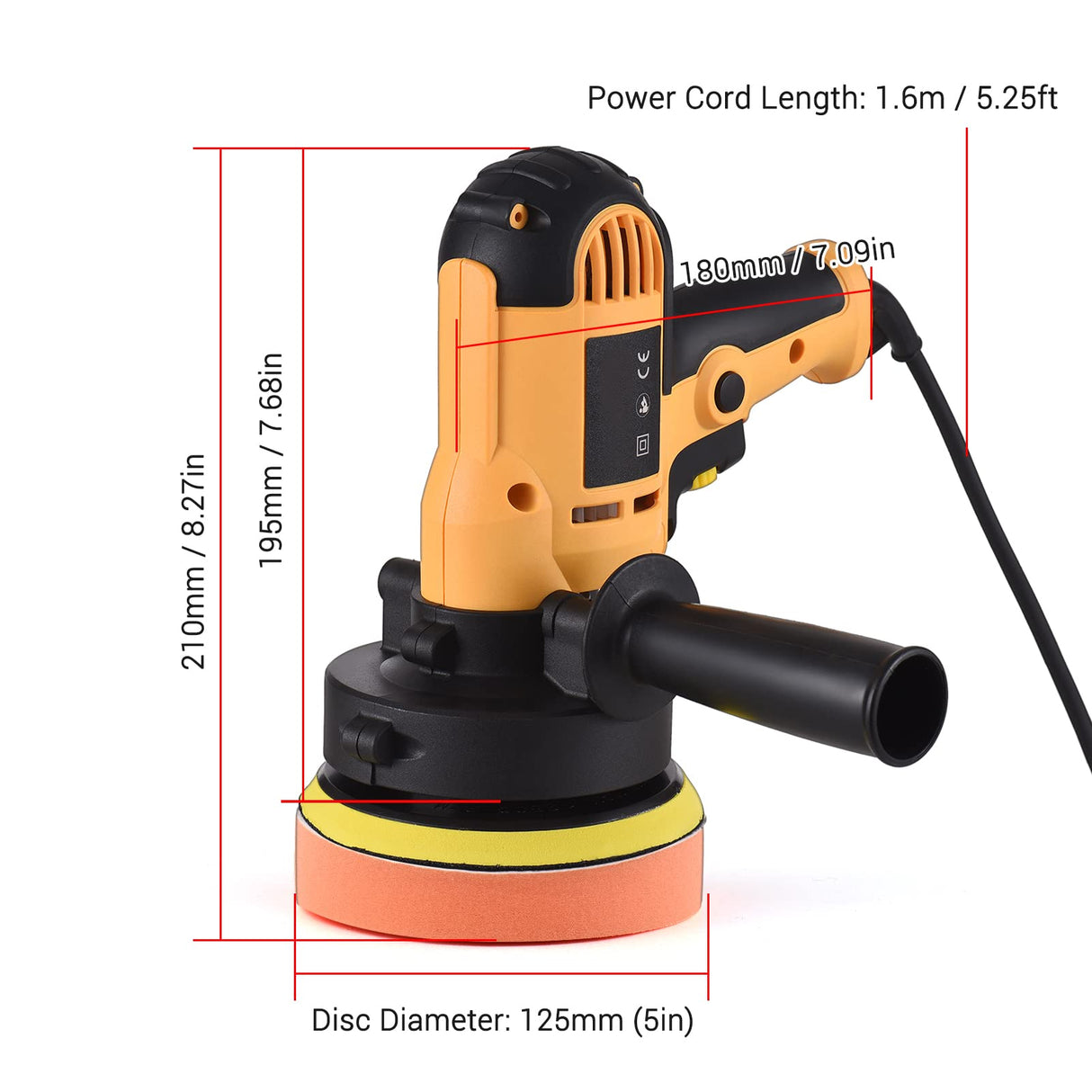 Buffer Polisher, Geevorks Buffer Waxer 5-inch, Variable Speed Car Polisher 600-3700RPM with Detachable Handle/ 6PCS Sponge Pad/ 6PCS Cloth Bonnet Geevorks