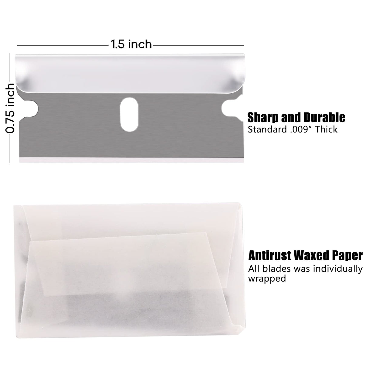 REXBETI 100PCS Single Edge Razor Blades, Industrial Razor Blades for Scraper, Suitable for Removing Labels, Decals, Stickers and Old Paint REXBETI