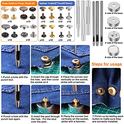 273 Pieces Leather Working Tools and Supplies with Leather Tool Box Cutting Mat Hammer Stamping Tools Needles Snaps and Rivets Kit Perfect for BAGERLA