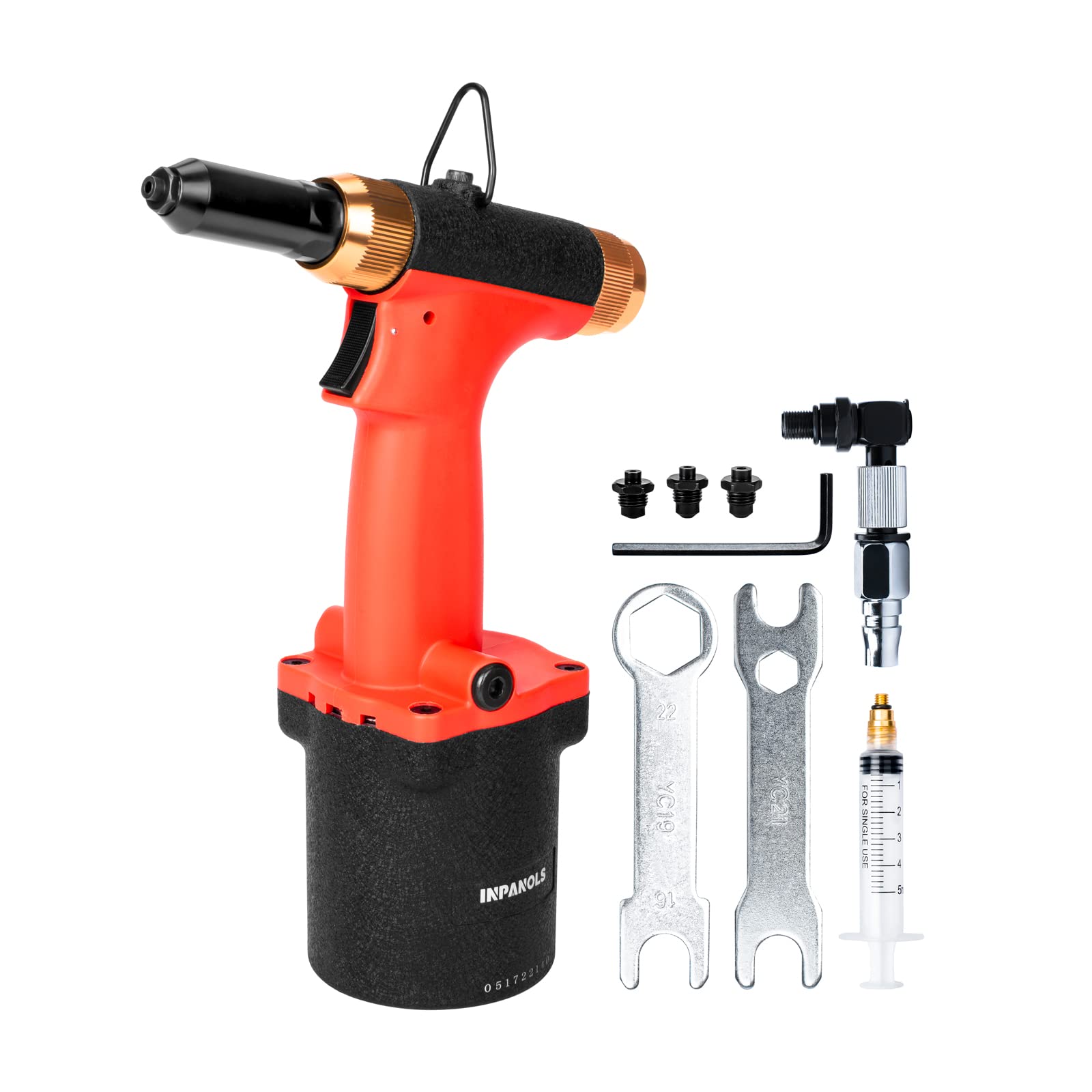 INPANOLS Pneumatic Pop Riveter Gun Hydraulic Air Rivet Tool Kit with 3/32 & 1/8 & 5/32 & 3/16 inch Nosepieces - WoodArtSupply