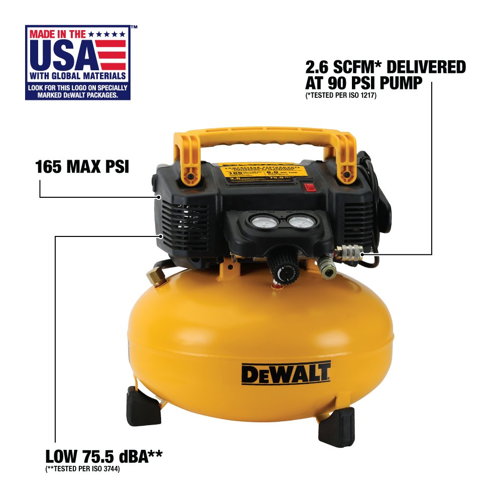 DEWALT Pancake Air Compressor, 6 Gallon, 165 PSI (DWFP55126),Multi - WoodArtSupply