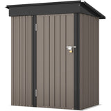 Patiowell 5x3 FT Outdoor Storage Shed, Tool Shed with Sloping Roof and Lockable Door, Metal Shed for Backyard Garden Patio Lawn, Brown Patiowell