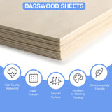 12 Pack Basswood Sheets for Crafts 12x18x1/8 Inch, 3mm Thick Unfinished Plywood for Laser Cutting & Engraving, DIY Ornaments and Architectural Model VKIZA