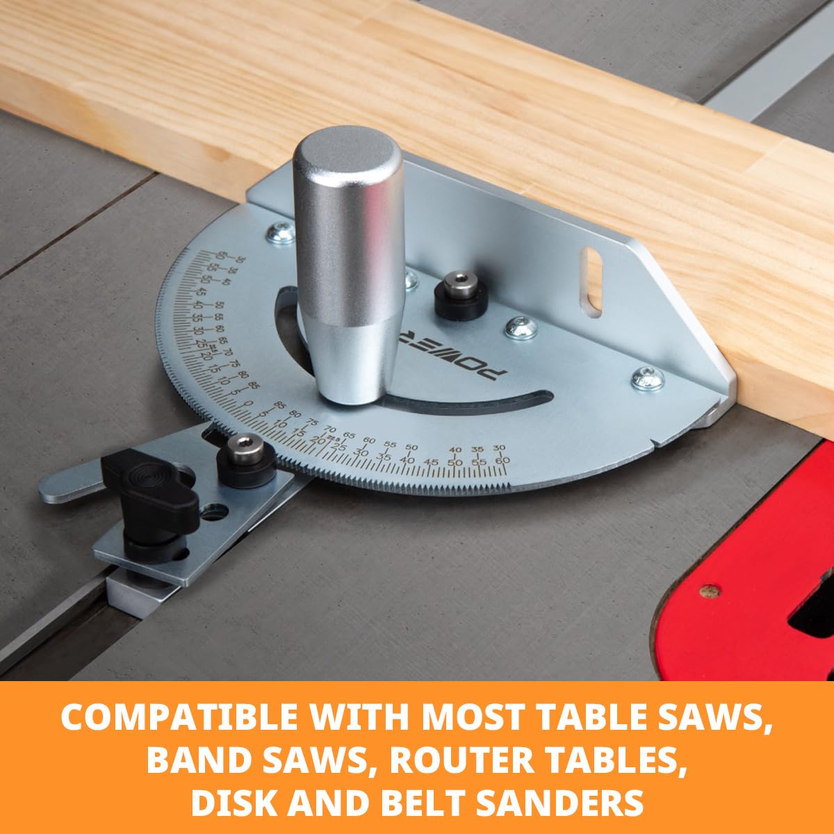 POWERTEC 71143 Deluxe Miter Gauge for Table Saw | Miter Guide with 120 Angle Stops POWERTEC