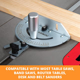 POWERTEC 71143 Deluxe Miter Gauge for Table Saw | Miter Guide with 120 Angle Stops POWERTEC