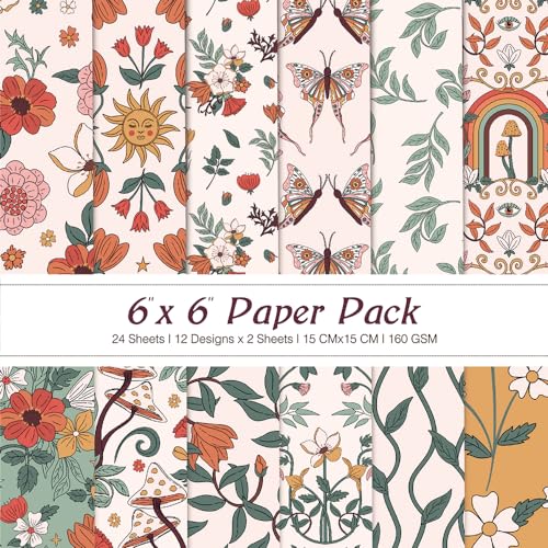 6x6” 160gsm cardstock Single Sided Scrapbooking 24 Paper Pad vintage decoupage scrapbook kit patterned paper junk journal supplies journaling supply - WoodArtSupply