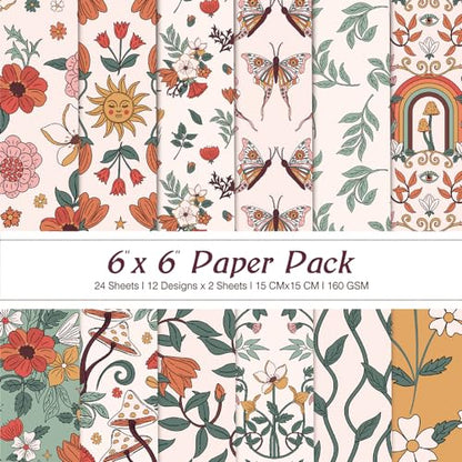 6x6” 160gsm cardstock Single Sided Scrapbooking 24 Paper Pad vintage decoupage scrapbook kit patterned paper junk journal supplies journaling supply - WoodArtSupply