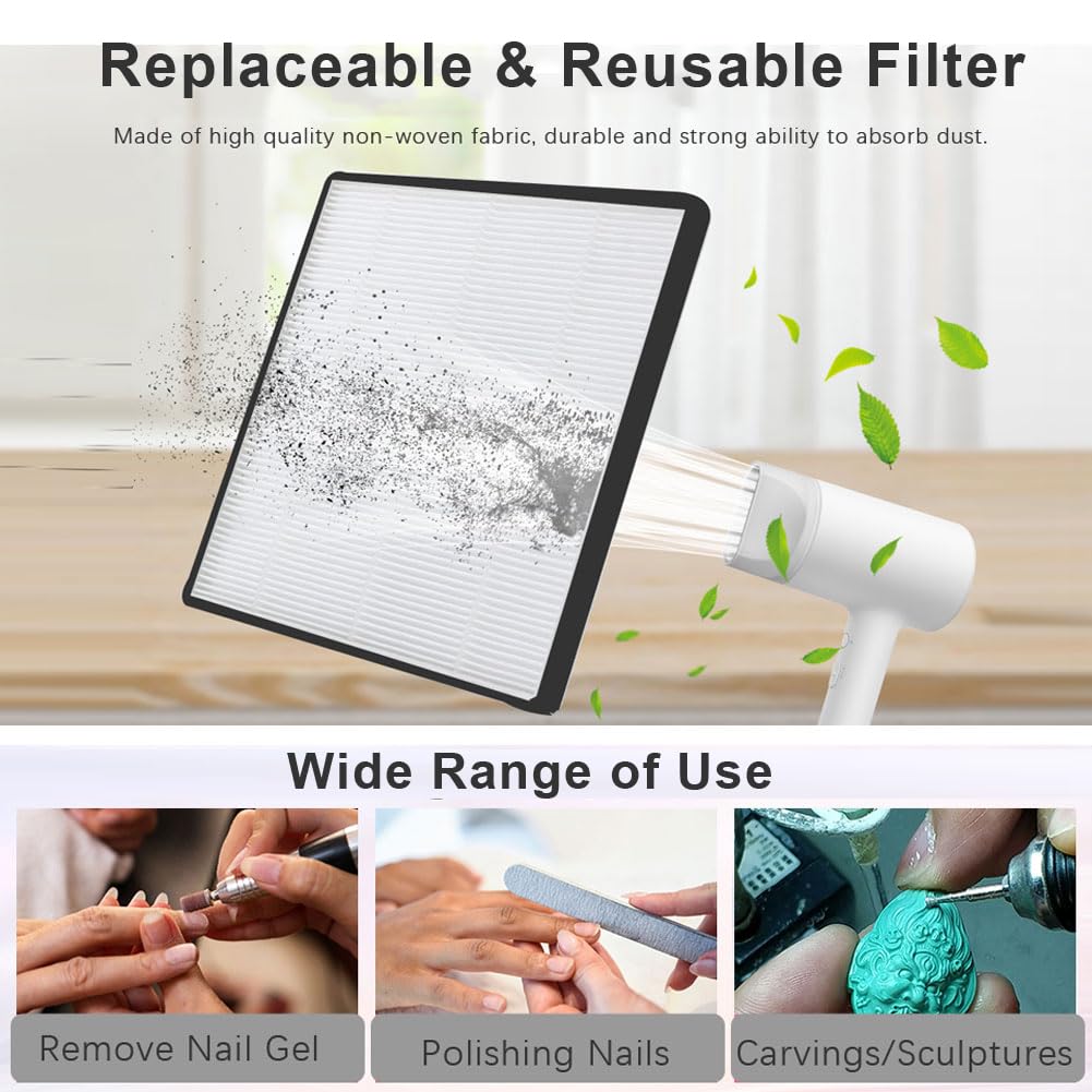 AONOLOVO Nail Dust Collector, Upgraded Powerful Nail Vacuum Dust Collector Nail Dust Extractor Fan Manicure Tools for Acrylic Nails Extension Gel AONOLOVO