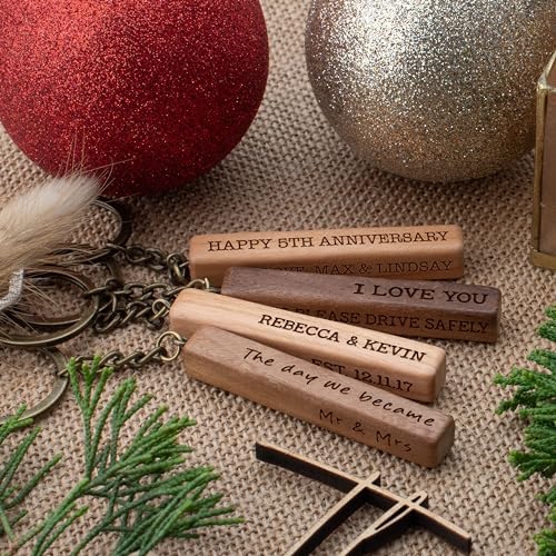 Custom 4 Sided Keychain, Personalized Key Chain with Name, Message | Cherry | Engraved Keychain for Men, Women, Boyfriend, Girlfriend, Customizable Personalized Favors