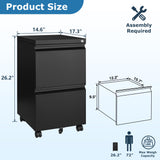 AFAIF 2 Drawer File Cabinet with Lock, Office File Cabinet, Under Desk Small File Cabinet for Home Office, Metal Rolling Vertical Filing Cabinet for AFAIF