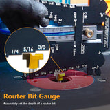 POWERTEC 80023 Universal 5-in-1 Measuring Gauge Woodworking Tool - Drill Point, Chisel Angle, Height, Bit and Depth Gauge for Table Saw Router POWERTEC