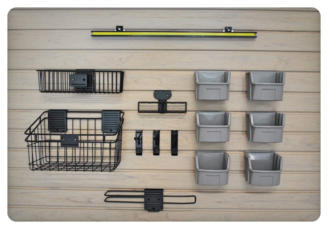 HandiWall Work Center Bundle for Slatwall Panel Tool Organization, Gray WoodArtSupply