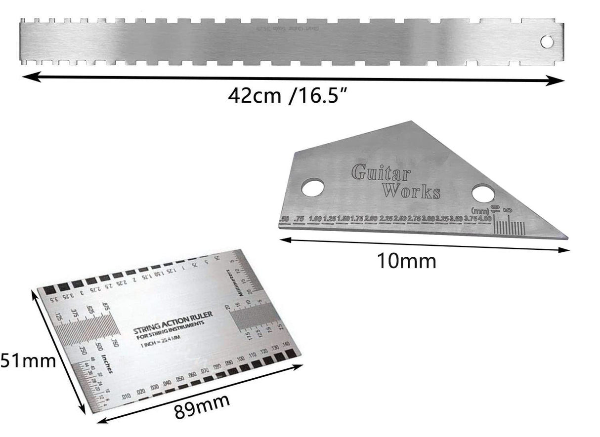 TUOREN Luthiers Tool Kit Guitar Neck Notched Straight Edge String Action Gauge Ruler String Height Gauge Fret Rocker Set Up Tool for Guitar Fretboard TUOREN