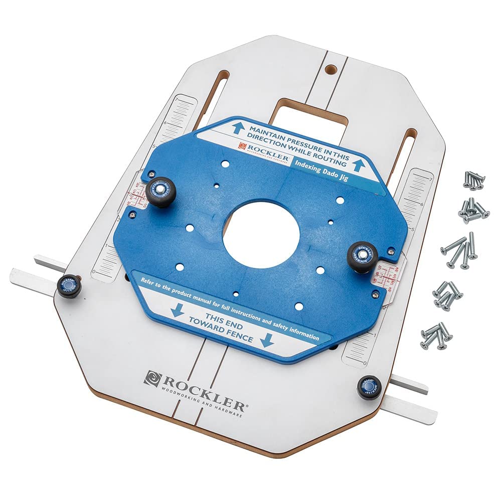 Indexing Dado Jig - Kit w/ ½” Thick MDF Base, Router Mounting Plate w/Clear Indicators & More - Perfect for Shoe Shelves, Dividers, Cubbies, & More ROCKLER
