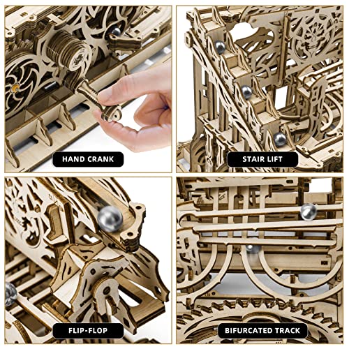 3D Wooden Puzzle Marble Run Kit by OWNONE 1 - DIY Building Set for Adults and Teens (334 Pcs) - WoodArtSupply