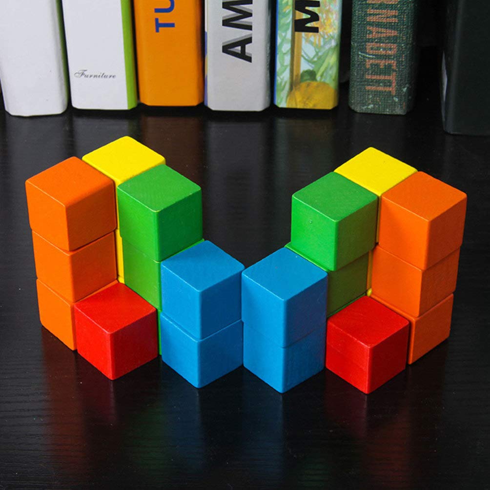 50pcs Blank Cubes unpainted Wood Blocks Wood Cube Unfinished Blocks Craft Cubes DIY Wood Blocks Wood Craft Block Square Blocks Unfinished Blank Child SUPVOX