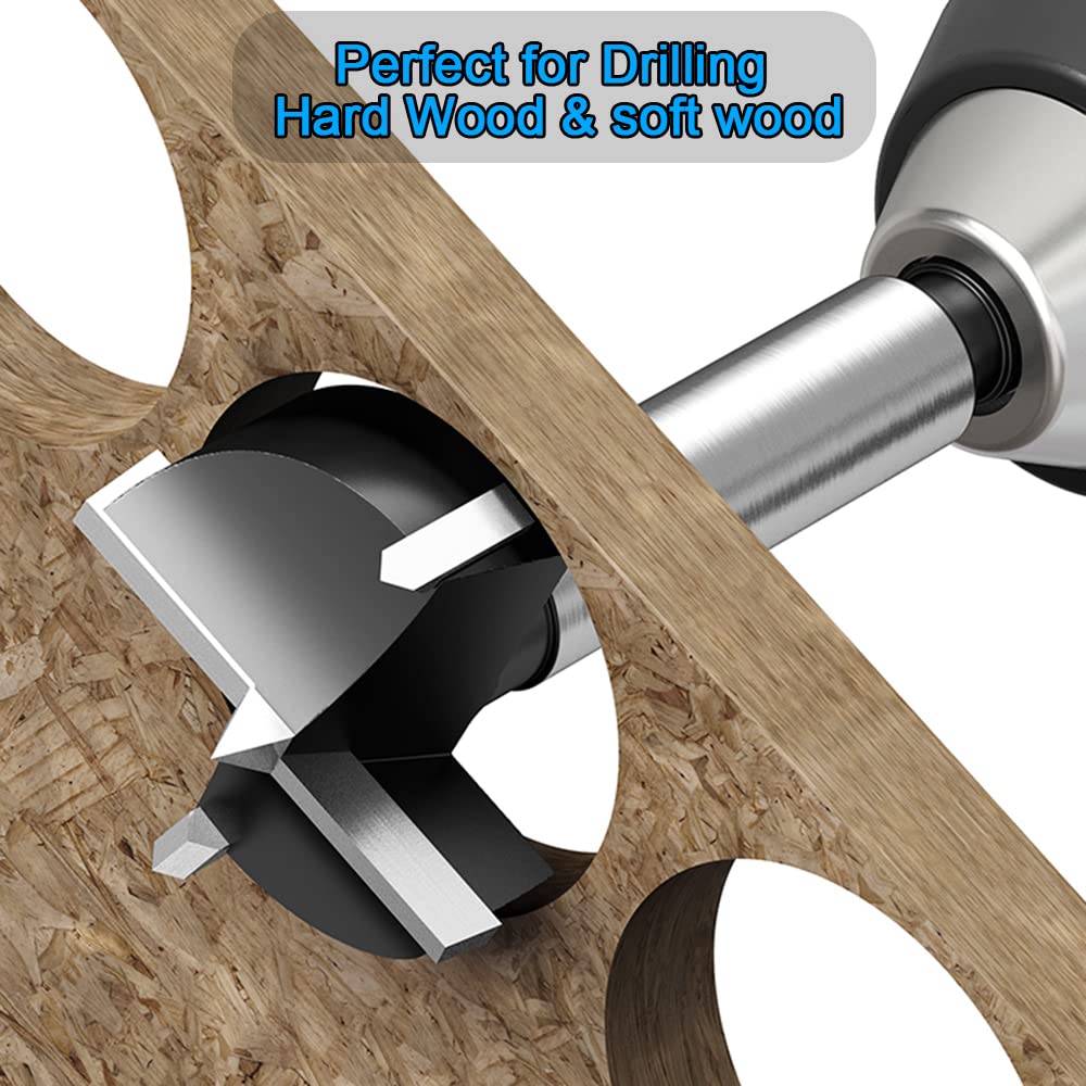 NICAVKIT 3-1/8 Inch Carbide Forstner Drill Bit, Carbide Tipped Forstner Bit for Hard Wood, Wood Drilling Bit Woodworking Hinge Cutter Tool Kits for NICAVKIT