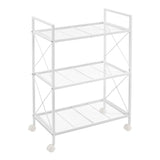 SONGMICS 3-Tier Metal Storage Rack with Wheels, Mesh Shelving Unit with X Side Frames, 23.6-Inch Width, for Entryway, Kitchen, Living Room, Bathroom, SONGMICS