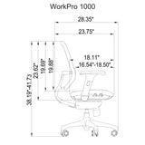 WorkPro® 1000 Series Ergonomic Mesh/Mesh Mid-Back Task Chair, Black/Black, BIFMA Compliant WorkPro