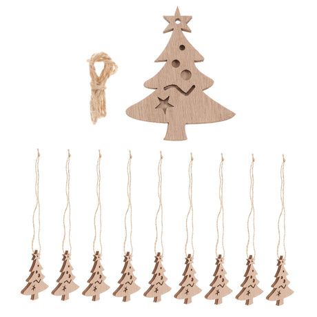 ABOOFAN 10pcs Double Decorative Wood Chips Christmas Tree Wood Slices Graffiti Pendants for Xmas Unfinished Wood Christmas Cutouts Xmas Gift Tags ABOOFAN