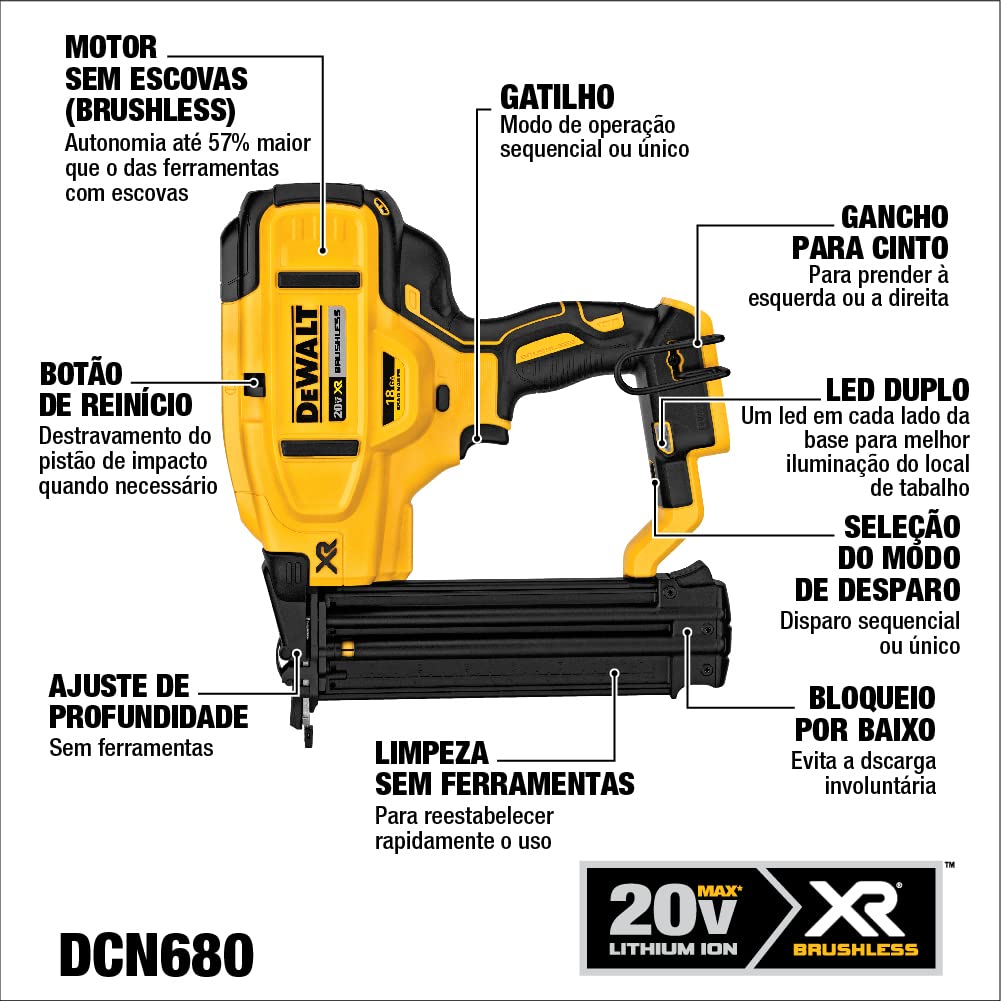 DEWALT 20V MAX* Cordless Brad Nailer, 18GA, Tool Only (DCN680B) DEWALT