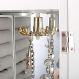 ZGZD White Jewelry Box Wooden Makeup and Accessories Organizer Girls Ring Storage with 4 Drawers and Swing Door ZGZD