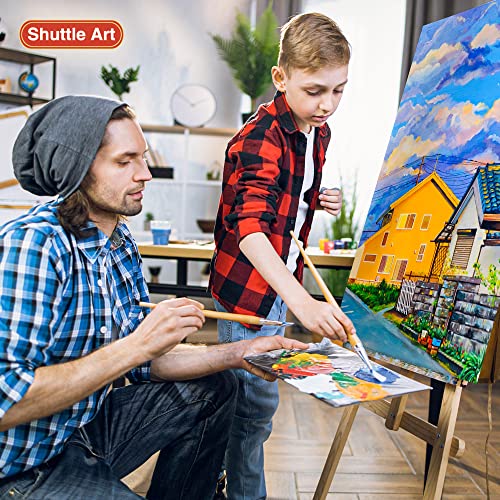 Shuttle Art Acrylic Paint, 12 Colors Acrylic Paint Large Bottle Set, 473ml/16oz Each, Rich Pigments, High Viscosity, Bulk Paint for Artists, Shuttle Art