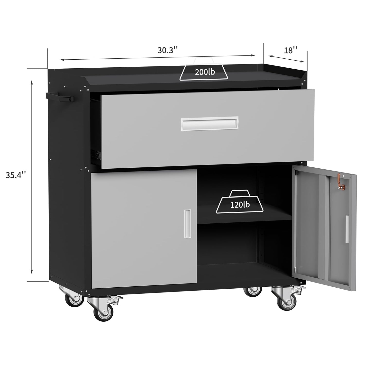 Washsemba Garage Metal Storage Cabinet for Garage with Adjustable Shelves Wheels, Rolling Tool Chest, Assembly Required, Warehouse, Basement, Tool Washsemba