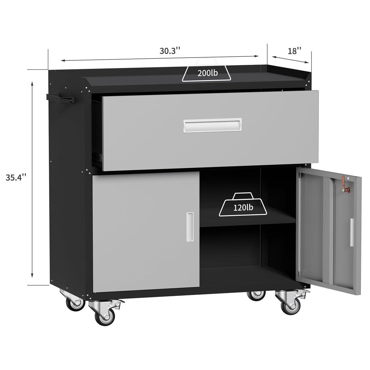 Washsemba Garage Metal Storage Cabinet for Garage with Adjustable Shelves Wheels, Rolling Tool Chest, Assembly Required, Warehouse, Basement, Tool Washsemba