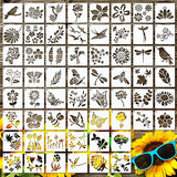 60 Pieces Flower Animal Stencils for Painting Reusable Deer Bear Stencil Butterfly Bird Bee Mountain DIY Craft Template Paint Stencils for Painting Marspark