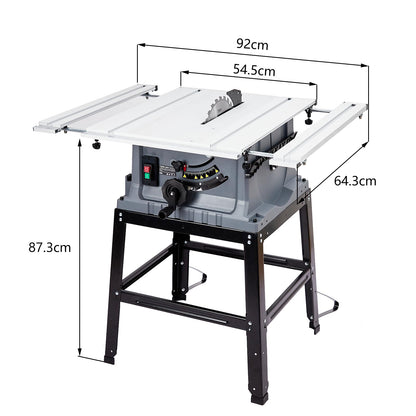 Table Saw, Towallmark 10 Inch 15A Multifunctional Saw with Stand & Push Stick, 90° Cross Cut & 0-45° Bevel Cut, 5000RPM, Adjustable Blade Height for - WoodArtSupply