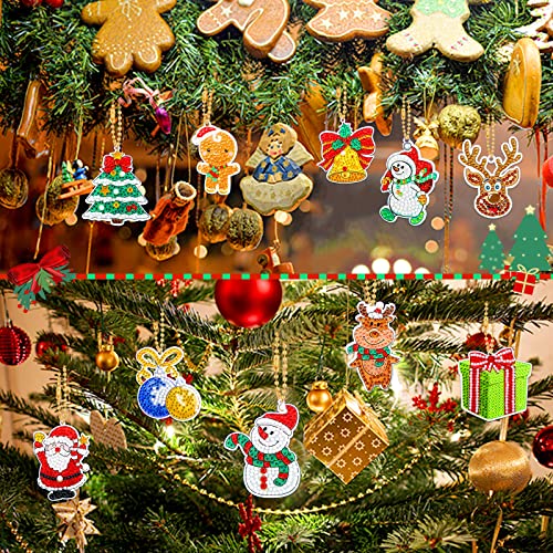 26 Pcs Christmas Diamond Painting Keychains Diamond Art Ornaments Key Chain 5D Resin DIY Diamond Painting Key Ring Rhinestone Pendant Ornament Junkin