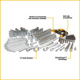 DEWALT Mechanics Tool Set, 1/4" & 3/8" & 1/2" Drive, SAE/Metric, 205-piece (DWMT81534) DEWALT