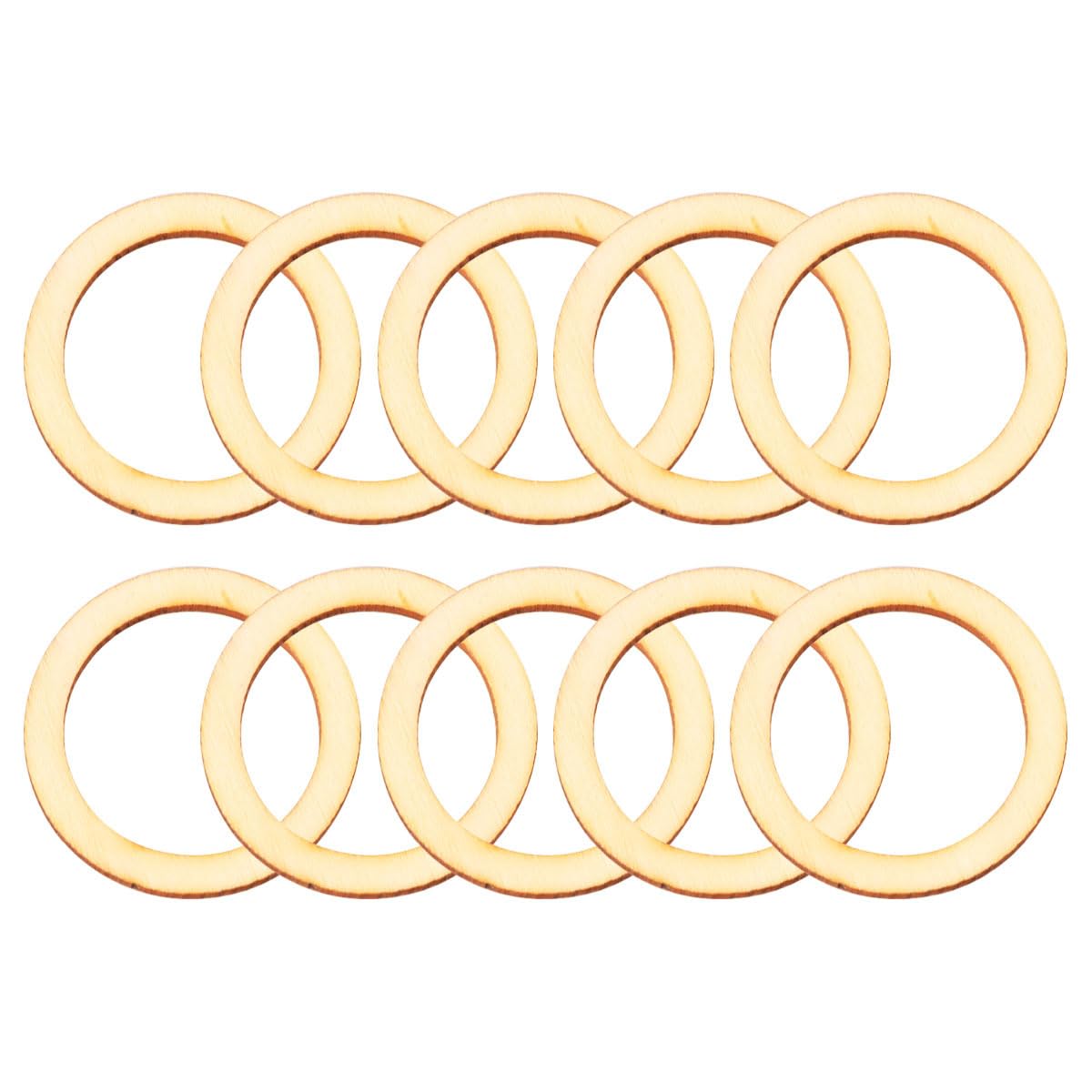 TEHAUX 100pcs 4cm Wooden Hoops for Crafts, Wooden Frames Unfinished Wood Wreath Ring Christmas Wooden Pieces Round Macrame Ring Blank for DIY Craft TEHAUX
