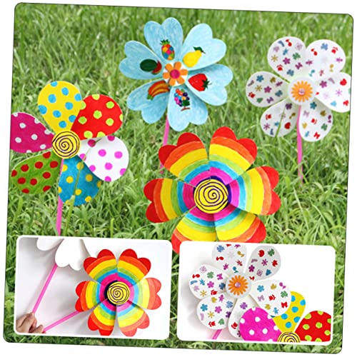 FUNOMOCYA 8pcs Hand-Painted Windmill White Craft Pinwheels Kids Hand Windmill Pinwheel Toy Unfinished Pinwheels DIY Paper Windmills Pinwheels Crafts FUNOMOCYA