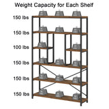 Rustic Industrial 6-Tier Metal and Wood Bookshelf by LVB LVB
