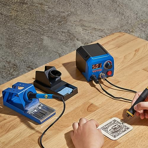 VEVOR Wood Burning Kit, 250~700°C Adjustable Temperature with Display, Dual Output Port with 2 Pyrography Pens, 23 Wire Nibs, 5 Solid-Point Tips, 2 VEVOR