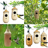 Hummingbird Nest, New Wooden Humming Bird House Outside Hanging,Hummingbird Nest for Wren Swallow Sparrow Hummingbird Finch Houses (Style B, Wooden) Rhiney