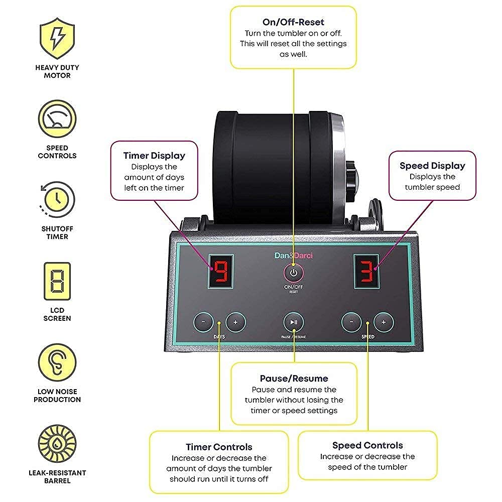 Advanced Professional Rock Tumbler Kit - with Digital 9-Day Polishing Timer & 3 Speed Settings - Turn Rough Rocks into Beautiful Gems : Great Science - WoodArtSupply