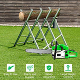 Goplus Portable Folding Sawhorse, Adjustable Steel Sawbuck for Firewood, Heavy Duty 220 lbs Sawhorse Work Table, Lightweight Log Wood Cutting Saw Goplus