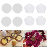 ResinWorld 4 Pack Flower Coaster Molds + 4 Pack Resin Coaster Molds, Diamond Edge Crystal Coaster Molds for Resin Casting ResinWorld
