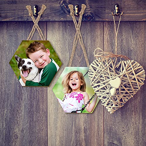 45 Pieces 3.5 x 3 Inch Unfinished Hexagon Wood Pieces Blank Wood Hexagon Shape Slices Wooden Tile Slabs Cutouts for DIY Crafts Painting Staining Jetec