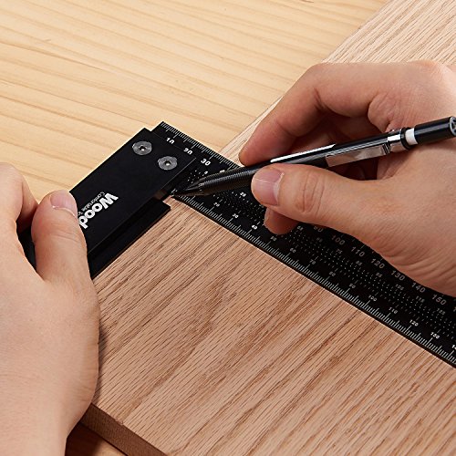 Woodraphic Precision Square 200mm Guaranteed T Measurements Ruler for Measuring and Marking Woodworking Carpenters - Aluminum Steel Framing Woodraphic