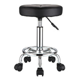 HMTOT Swivel Stool with Wheels Round Rolling Stools PU Leather Height Adjustable Black HMTOT